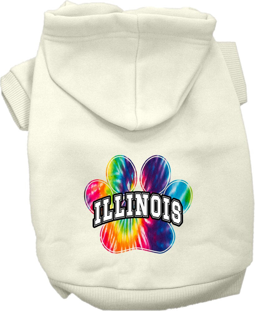 Pet Dog & Cat Screen Printed Hoodie for Small to Medium Pets (Sizes XS-XL), "Illinois Bright Tie Dye"