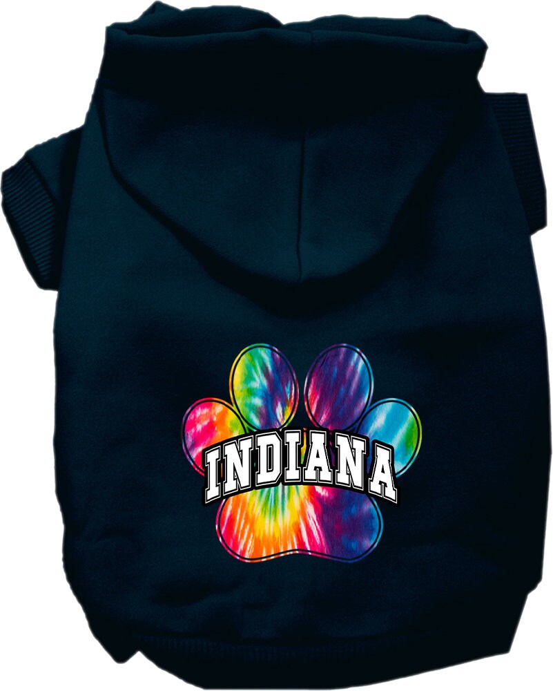 Pet Dog & Cat Screen Printed Hoodie for Small to Medium Pets (Sizes XS-XL), "Indiana Bright Tie Dye"