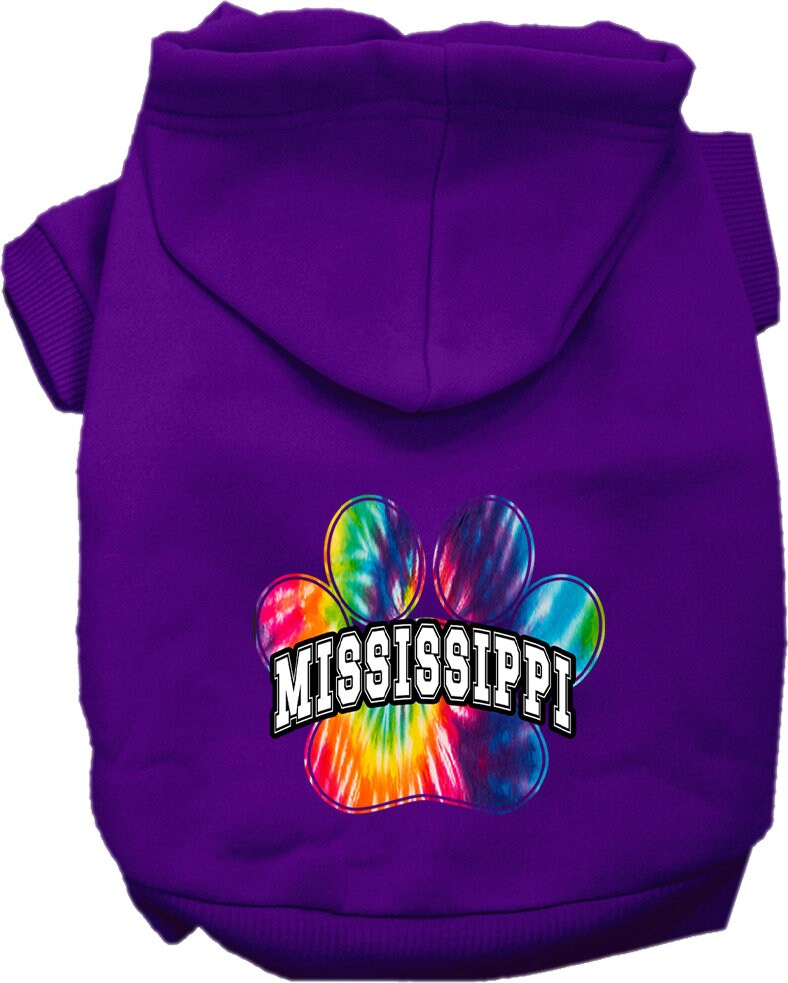 Pet Dog & Cat Screen Printed Hoodie for Medium to Large Pets (Sizes 2XL-6XL), "Mississippi Bright Tie Dye"