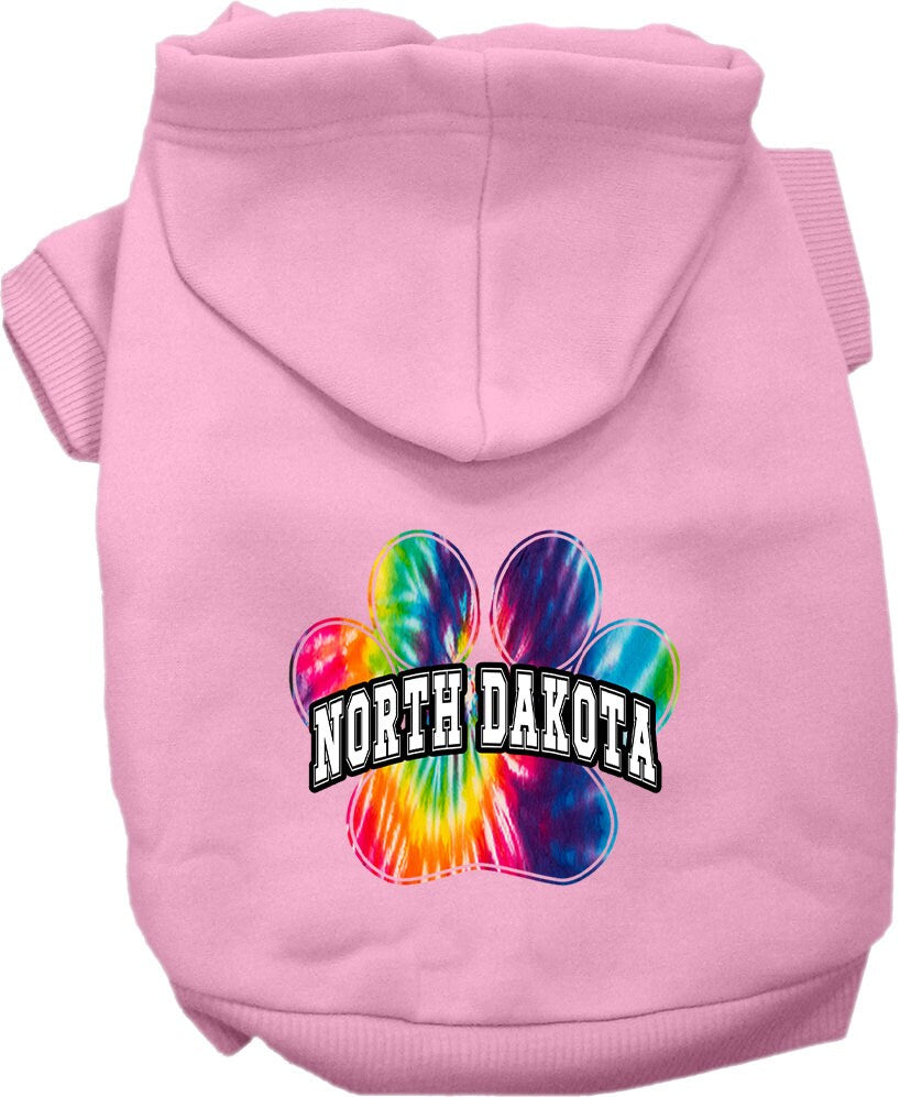 Pet Dog & Cat Screen Printed Hoodie for Medium to Large Pets (Sizes 2XL-6XL), "North Dakota Bright Tie Dye"