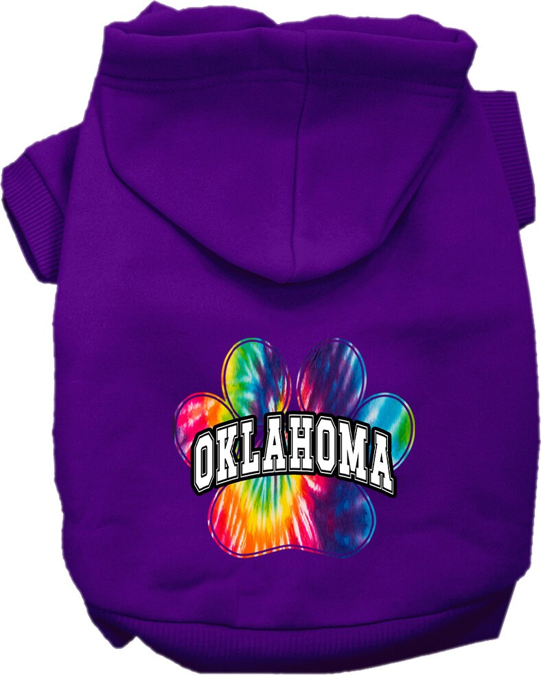 Pet Dog & Cat Screen Printed Hoodie for Medium to Large Pets (Sizes 2XL-6XL), "Oklahoma Bright Tie Dye"