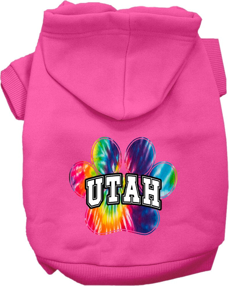 Pet Dog & Cat Screen Printed Hoodie for Medium to Large Pets (Sizes 2XL-6XL), "Utah Bright Tie Dye"