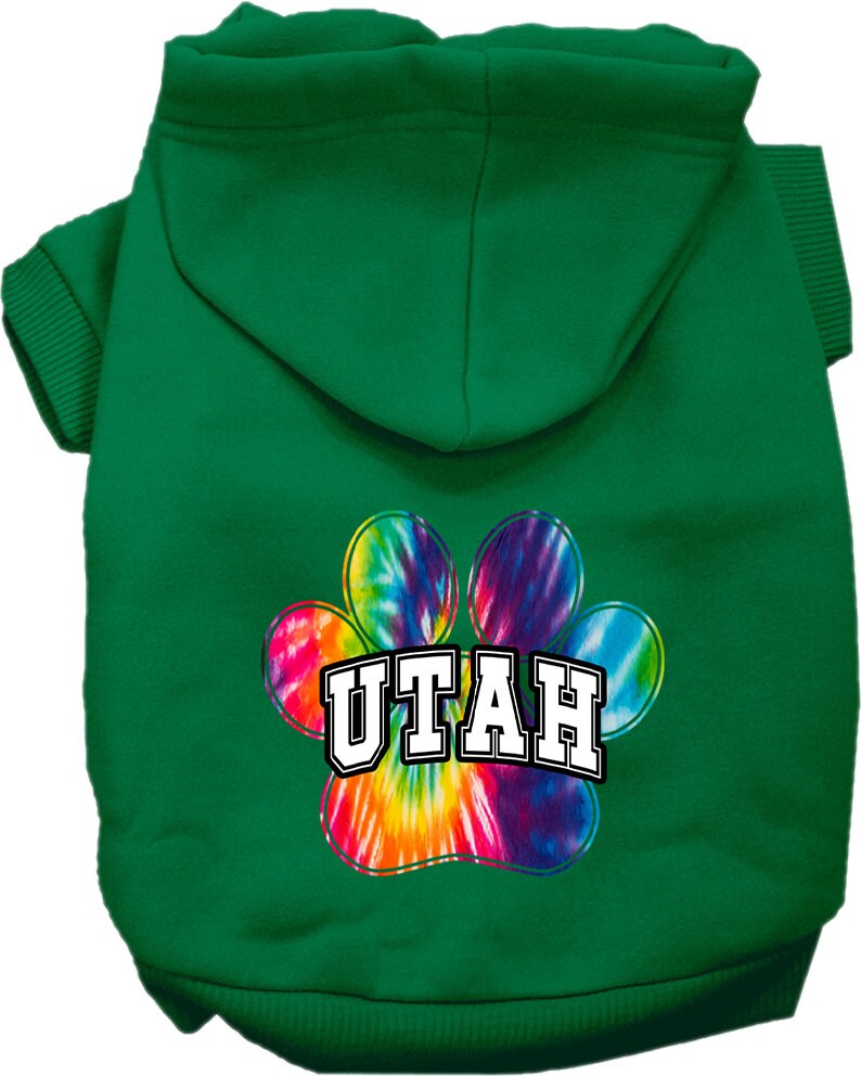 Pet Dog & Cat Screen Printed Hoodie for Medium to Large Pets (Sizes 2XL-6XL), "Utah Bright Tie Dye"