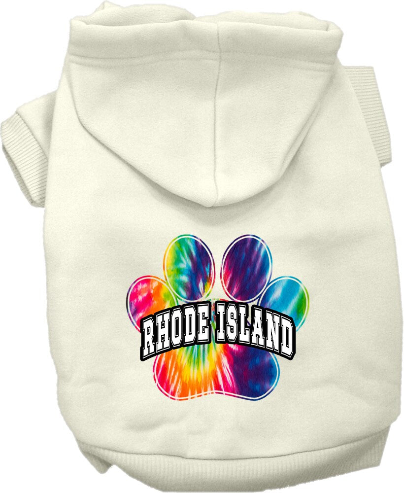 Pet Dog & Cat Screen Printed Hoodie for Medium to Large Pets (Sizes 2XL-6XL), "Rhode Island Bright Tie Dye"