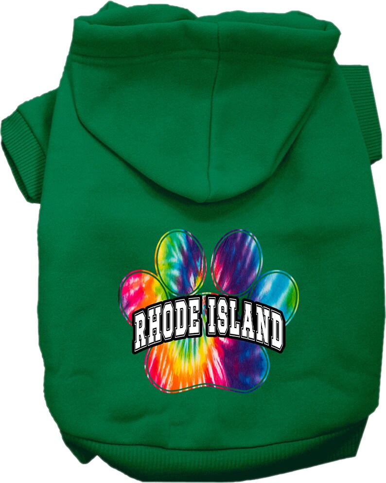 Pet Dog & Cat Screen Printed Hoodie for Medium to Large Pets (Sizes 2XL-6XL), "Rhode Island Bright Tie Dye"