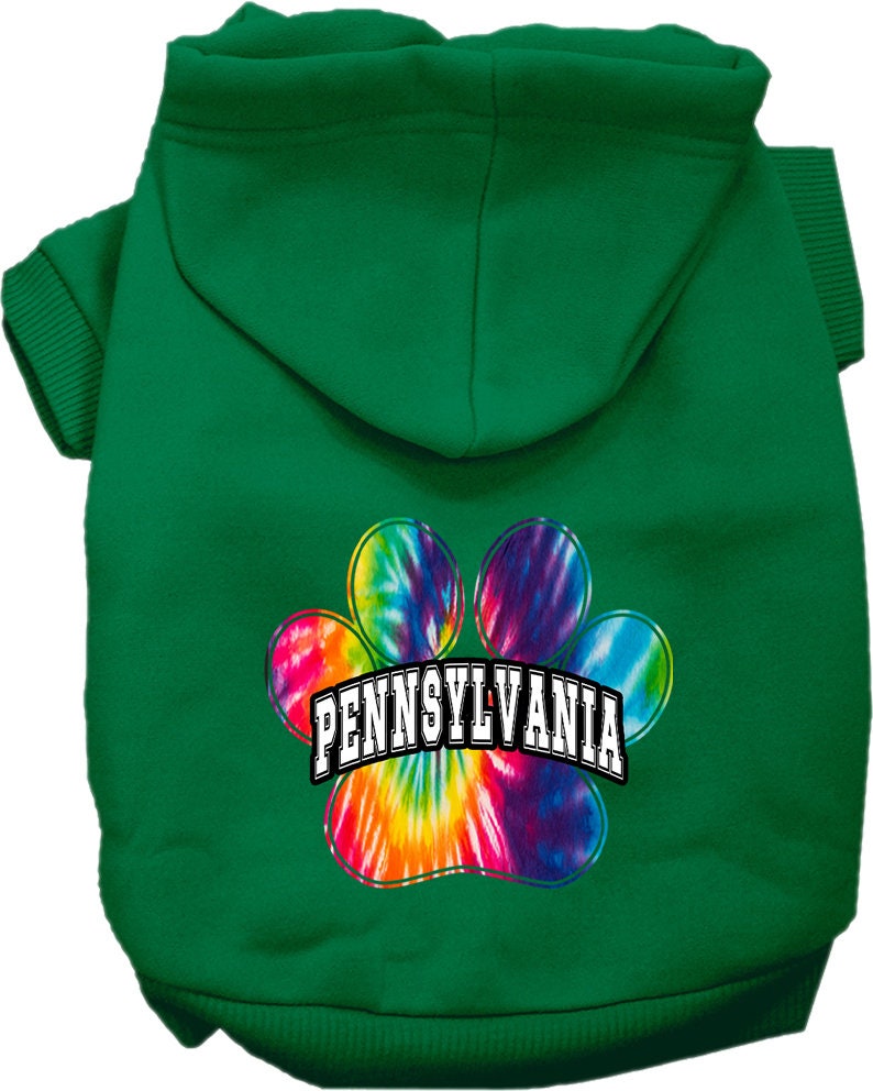 Pet Dog & Cat Screen Printed Hoodie for Medium to Large Pets (Sizes 2XL-6XL), "Pennsylvania Bright Tie Dye"