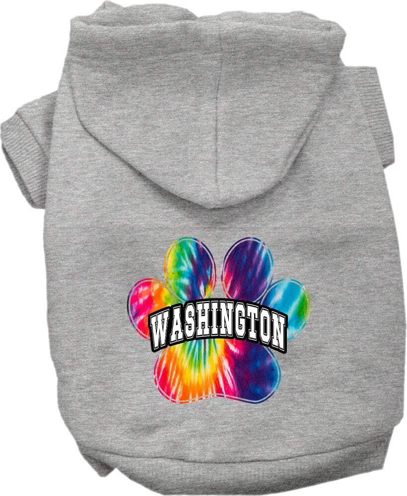 Pet Dog & Cat Screen Printed Hoodie for Medium to Large Pets (Sizes 2XL-6XL), "Washington Bright Tie Dye"