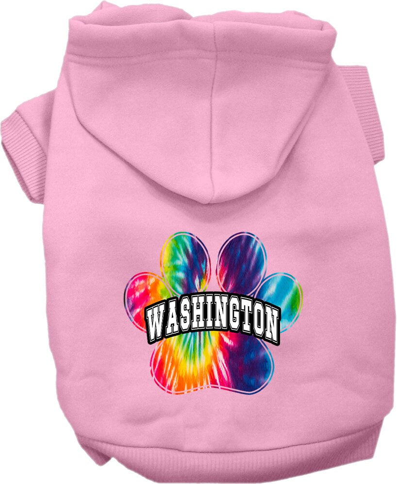 Pet Dog & Cat Screen Printed Hoodie for Medium to Large Pets (Sizes 2XL-6XL), "Washington Bright Tie Dye"