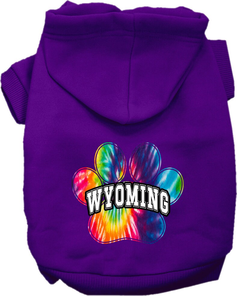 Pet Dog & Cat Screen Printed Hoodie for Medium to Large Pets (Sizes 2XL-6XL), "Wyoming Bright Tie Dye"