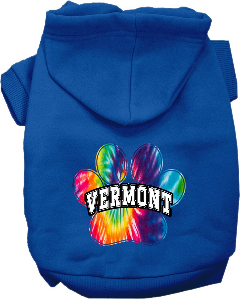 Pet Dog & Cat Screen Printed Hoodie for Medium to Large Pets (Sizes 2XL-6XL), "Vermont Bright Tie Dye"