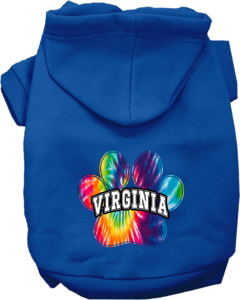 Pet Dog & Cat Screen Printed Hoodie for Medium to Large Pets (Sizes 2XL-6XL), "Virginia Bright Tie Dye"