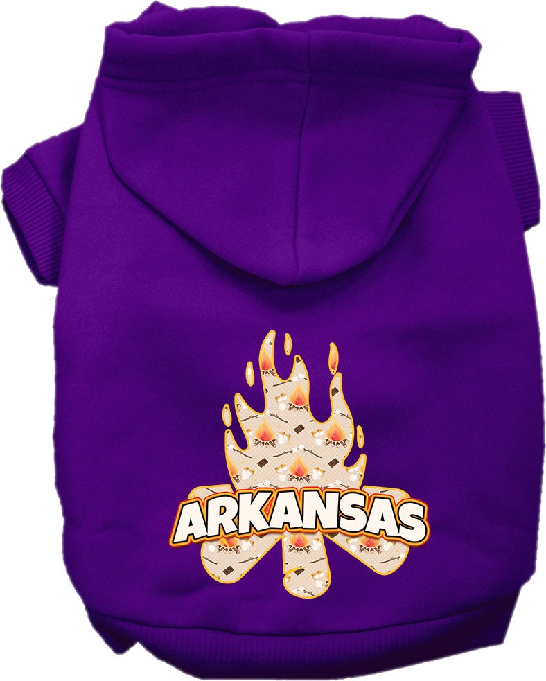 Pet Dog & Cat Screen Printed Hoodie for Medium to Large Pets (Sizes 2XL-6XL), "Arkansas Around The Campfire"