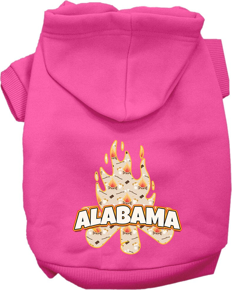 Pet Dog & Cat Screen Printed Hoodie for Medium to Large Pets (Sizes 2XL-6XL), "Alabama Around The Campfire"