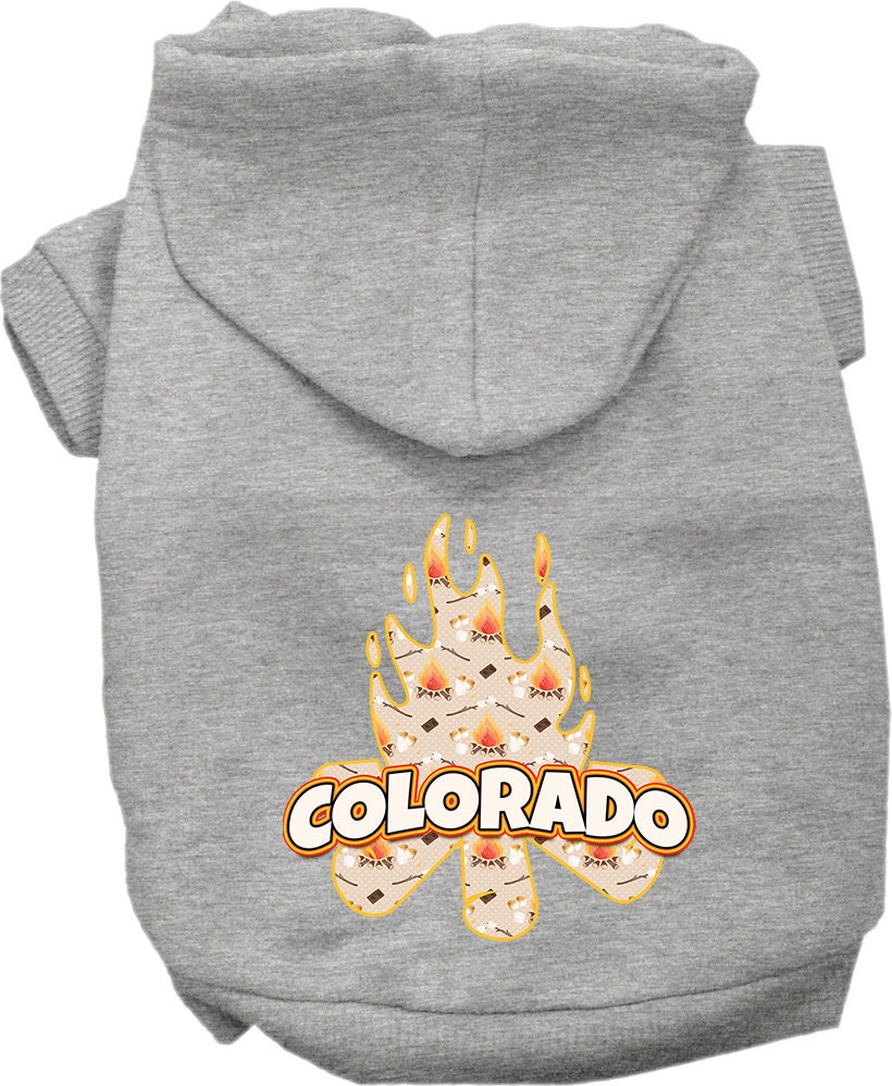 Pet Dog & Cat Screen Printed Hoodie for Small to Medium Pets (Sizes XS-XL), "Colorado Around The Campfire"