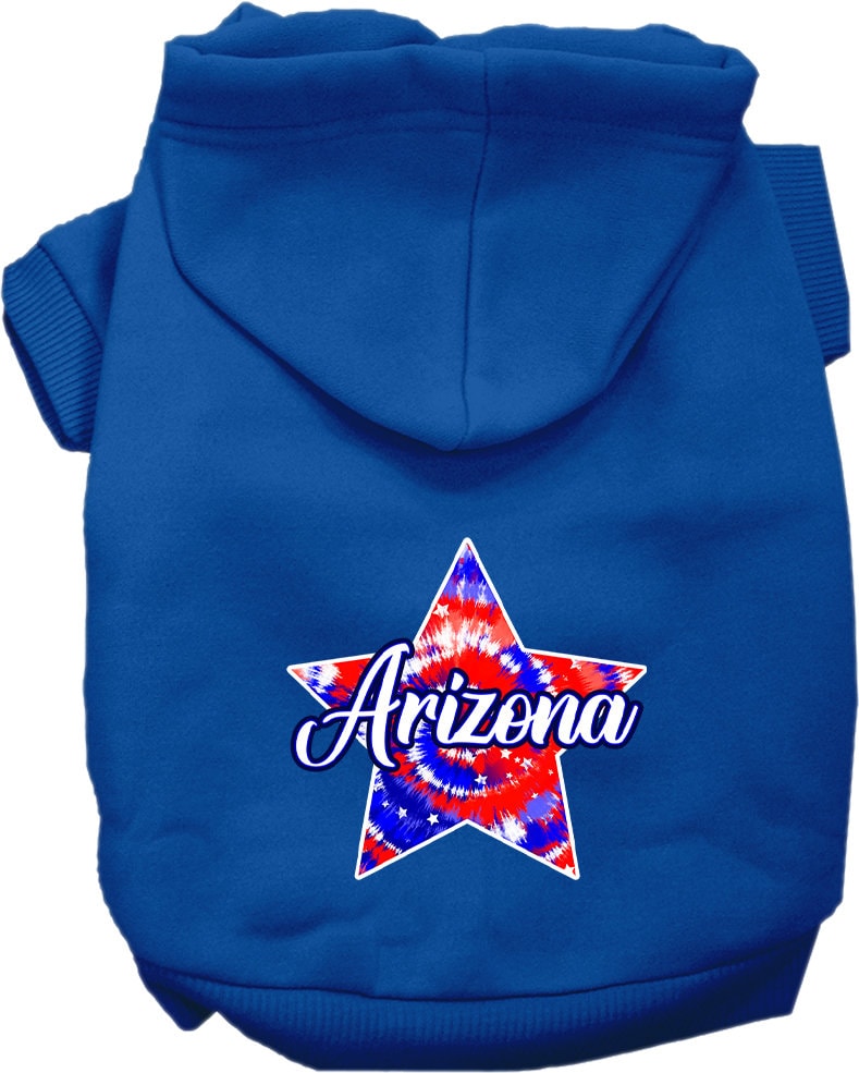 Pet Dog & Cat Screen Printed Hoodie for Medium to Large Pets (Sizes 2XL-6XL), "Arizona Patriotic Tie Dye"