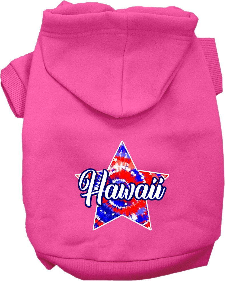 Pet Dog & Cat Screen Printed Hoodie for Small to Medium Pets (Sizes XS-XL), "Hawaii Patriotic Tie Dye"