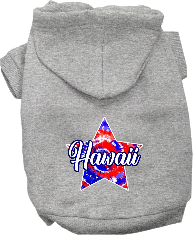 Pet Dog & Cat Screen Printed Hoodie for Medium to Large Pets (Sizes 2XL-6XL), "Hawaii Patriotic Tie Dye"