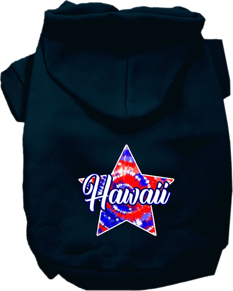 Pet Dog & Cat Screen Printed Hoodie for Medium to Large Pets (Sizes 2XL-6XL), "Hawaii Patriotic Tie Dye"