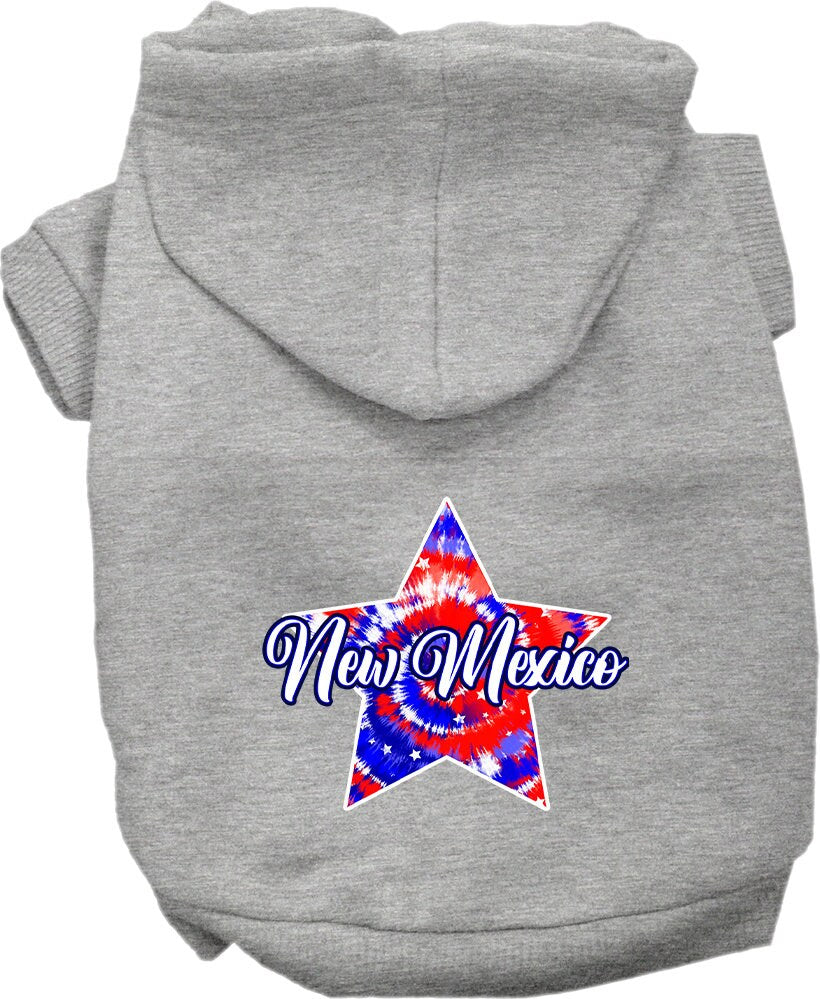 Pet Dog & Cat Screen Printed Hoodie for Medium to Large Pets (Sizes 2XL-6XL), "New Mexico Patriotic Tie Dye"