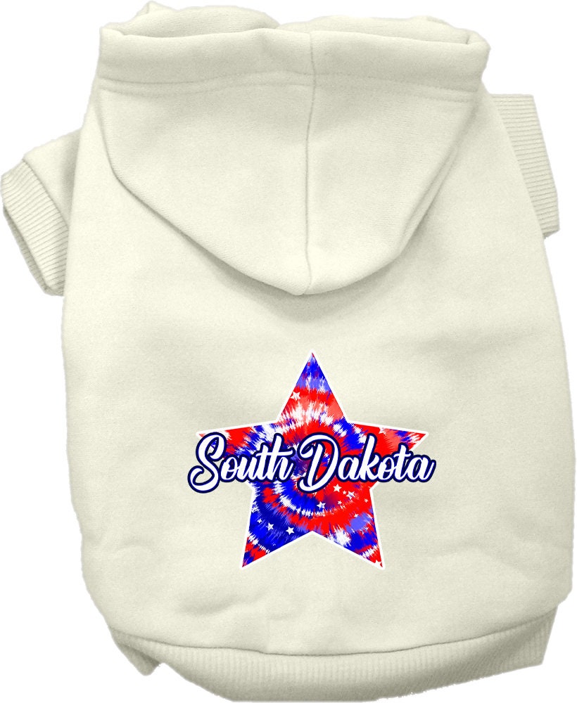 Pet Dog & Cat Screen Printed Hoodie for Medium to Large Pets (Sizes 2XL-6XL), "South Dakota Patriotic Tie Dye"