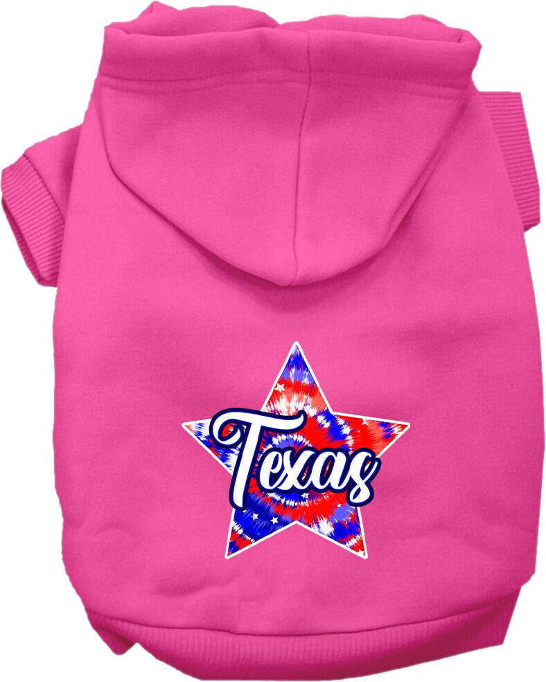 Pet Dog & Cat Screen Printed Hoodie for Medium to Large Pets (Sizes 2XL-6XL), "Texas Patriotic Tie Dye"