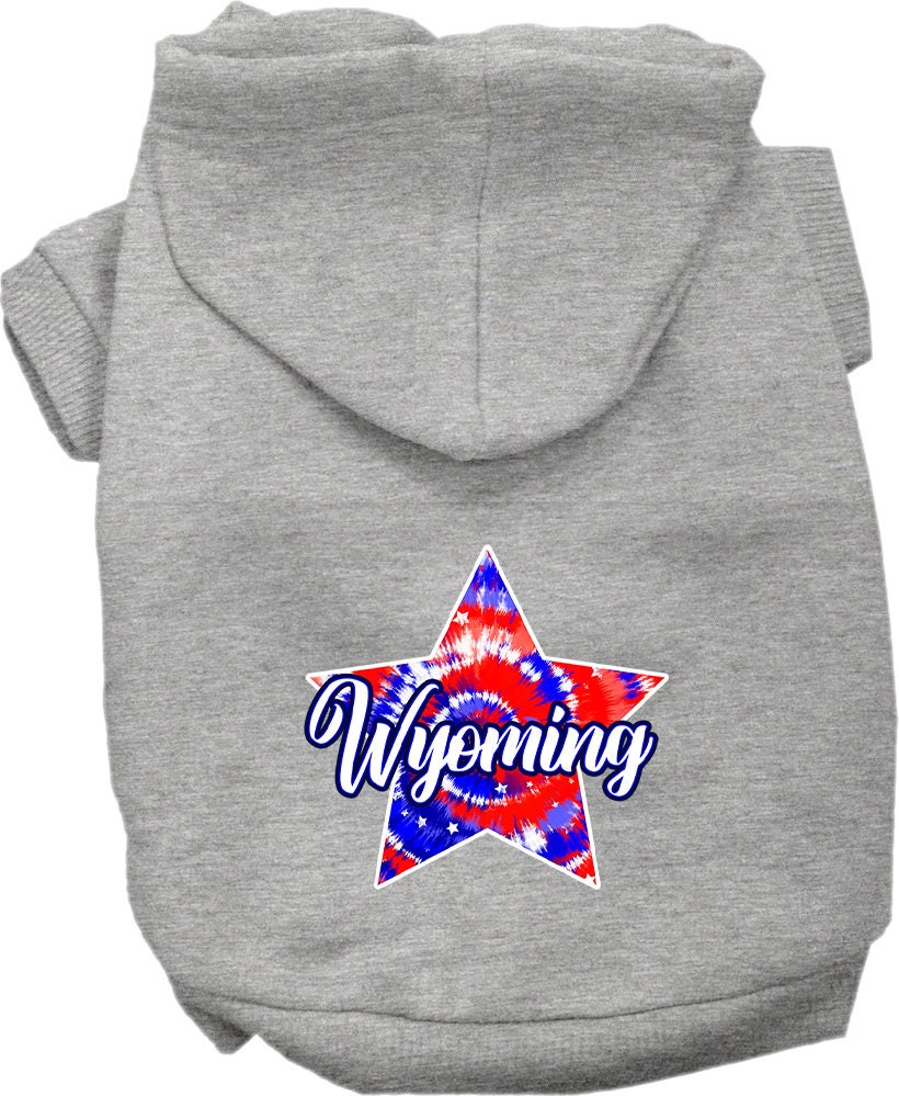 Pet Dog & Cat Screen Printed Hoodie for Medium to Large Pets (Sizes 2XL-6XL), "Wyoming Patriotic Tie Dye"