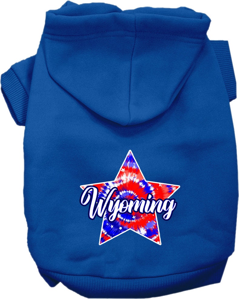 Pet Dog & Cat Screen Printed Hoodie for Medium to Large Pets (Sizes 2XL-6XL), "Wyoming Patriotic Tie Dye"