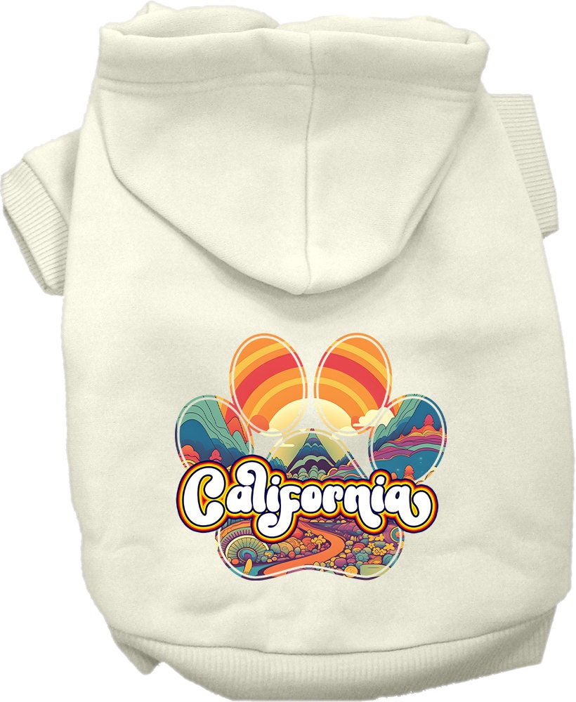 Pet Dog & Cat Screen Printed Hoodie for Small to Medium Pets (Sizes XS-XL), "California Groovy Summit"