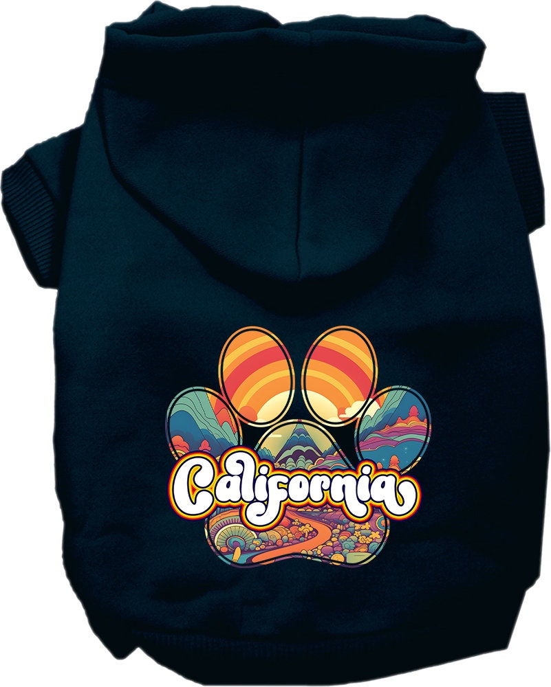 Pet Dog & Cat Screen Printed Hoodie for Small to Medium Pets (Sizes XS-XL), "California Groovy Summit"