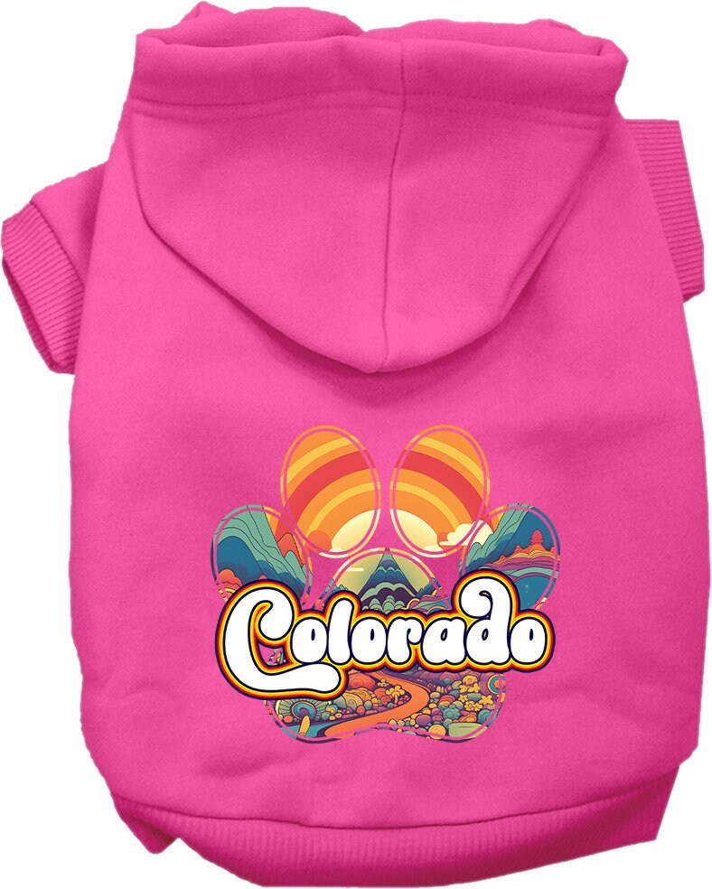 Pet Dog & Cat Screen Printed Hoodie for Small to Medium Pets (Sizes XS-XL), "Colorado Groovy Summit"