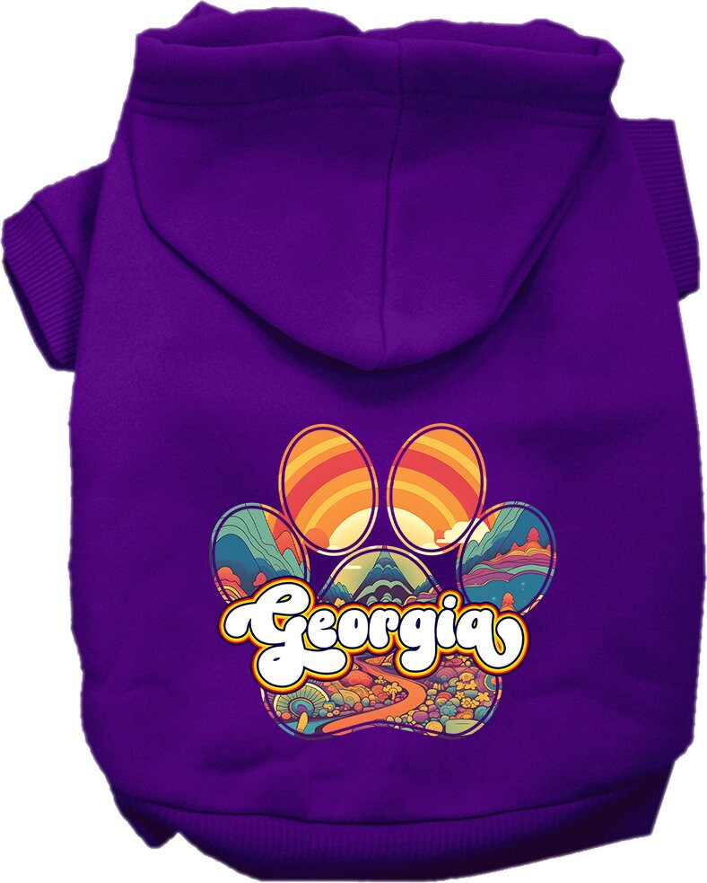 Pet Dog & Cat Screen Printed Hoodie for Small to Medium Pets (Sizes XS-XL), "Georgia Groovy Summit"