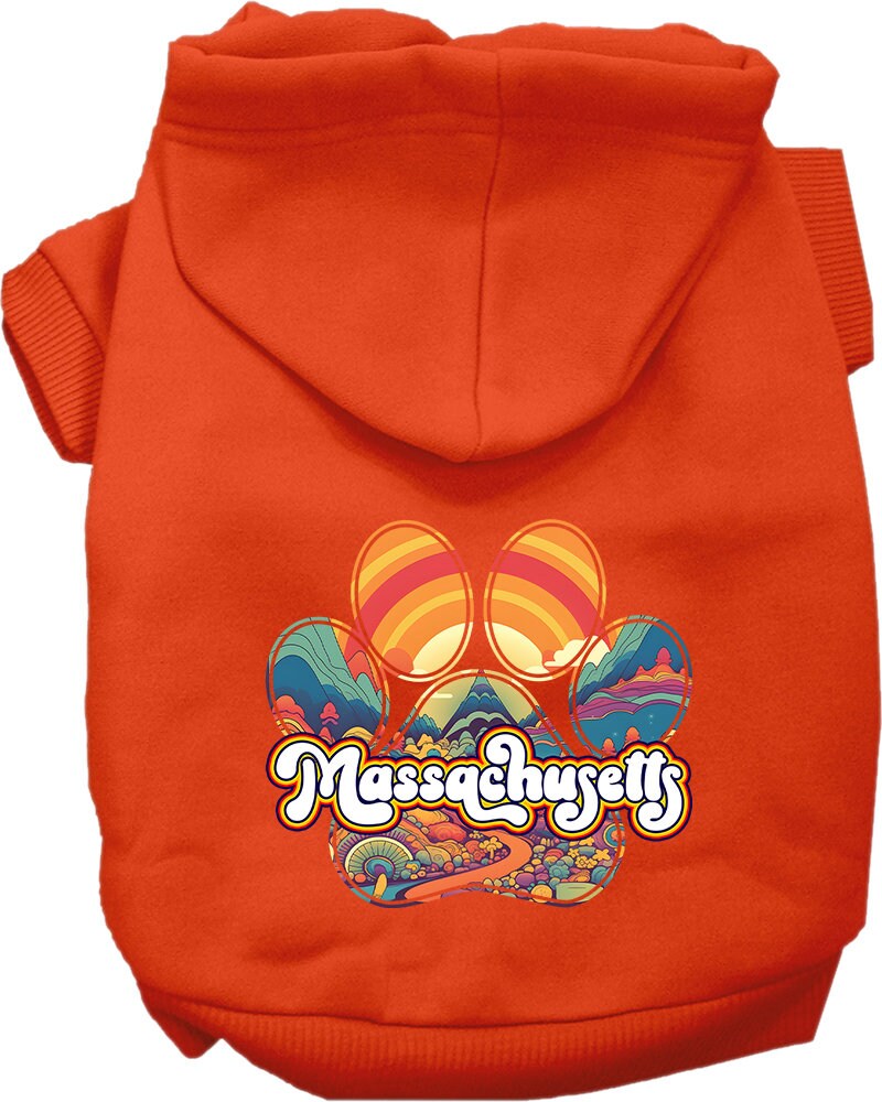 Pet Dog & Cat Screen Printed Hoodie for Medium to Large Pets (Sizes 2XL-6XL), "Massachusetts Groovy Summit"