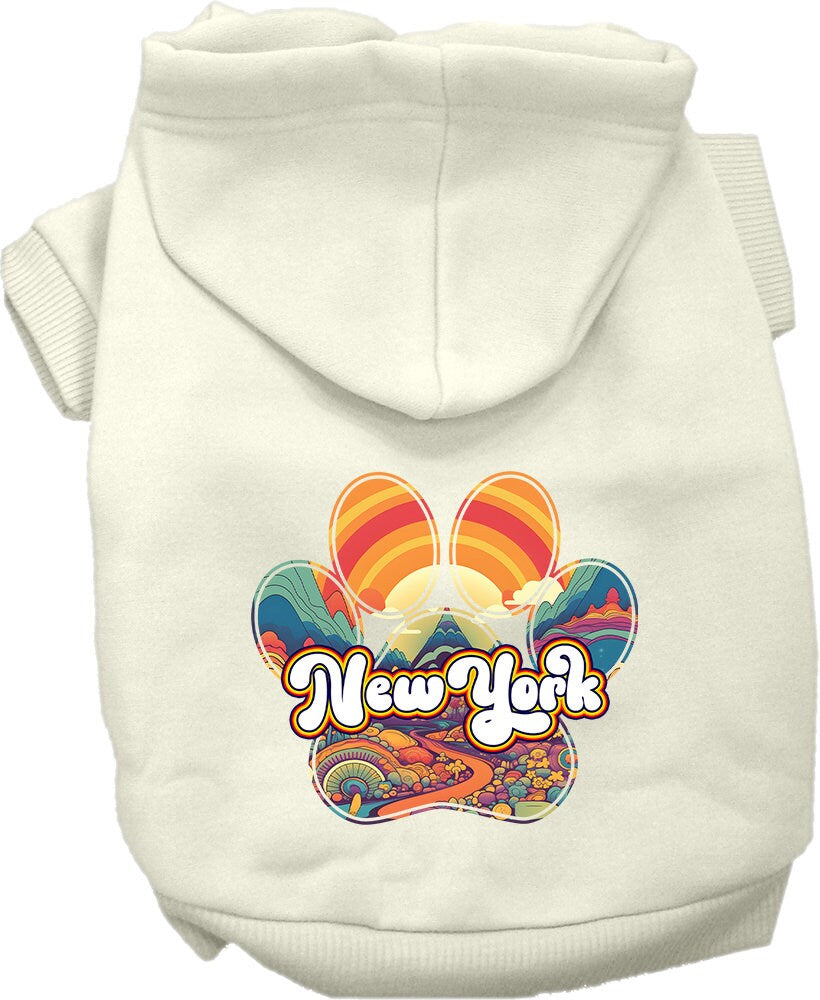 Pet Dog & Cat Screen Printed Hoodie for Medium to Large Pets (Sizes 2XL-6XL), "New York Groovy Summit"