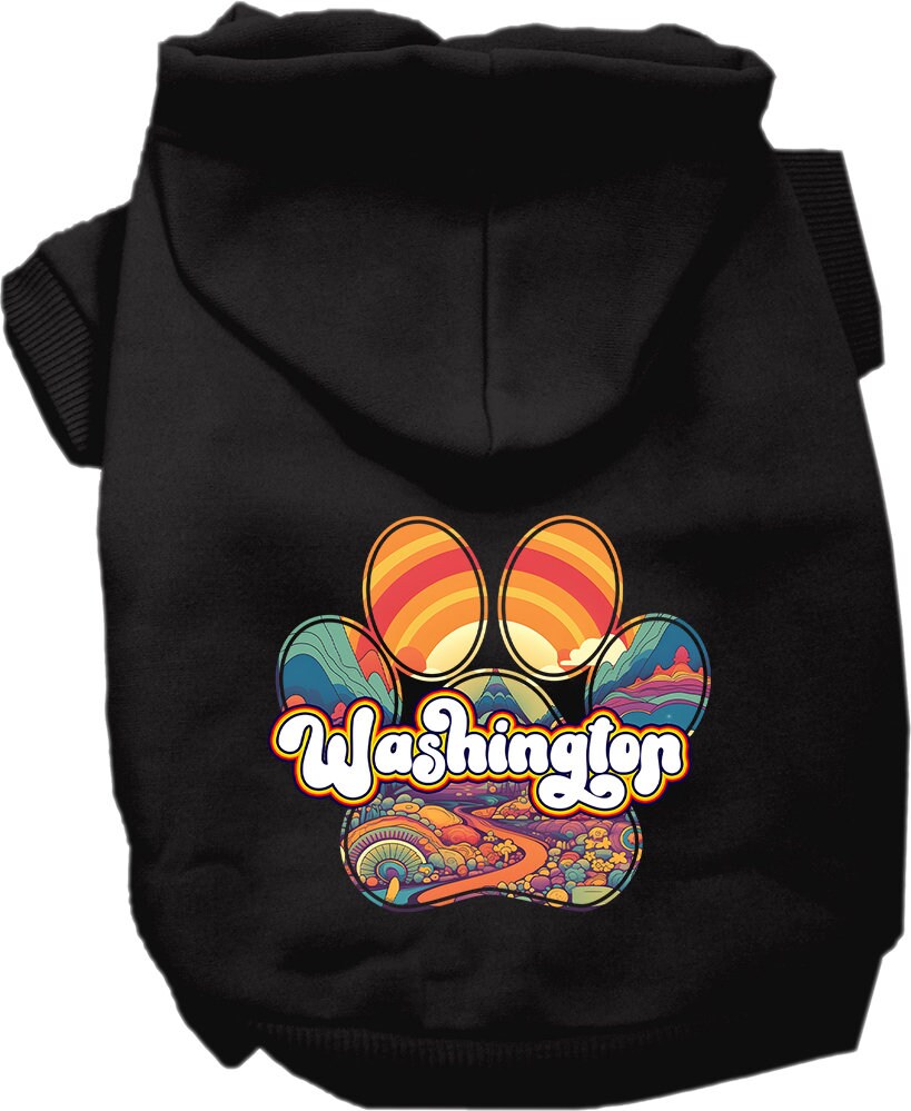 Pet Dog & Cat Screen Printed Hoodie for Medium to Large Pets (Sizes 2XL-6XL), "Washington Groovy Summit"