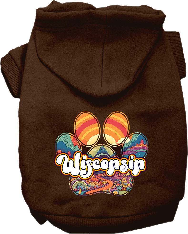 Pet Dog & Cat Screen Printed Hoodie for Medium to Large Pets (Sizes 2XL-6XL), "Wisconsin Groovy Summit"