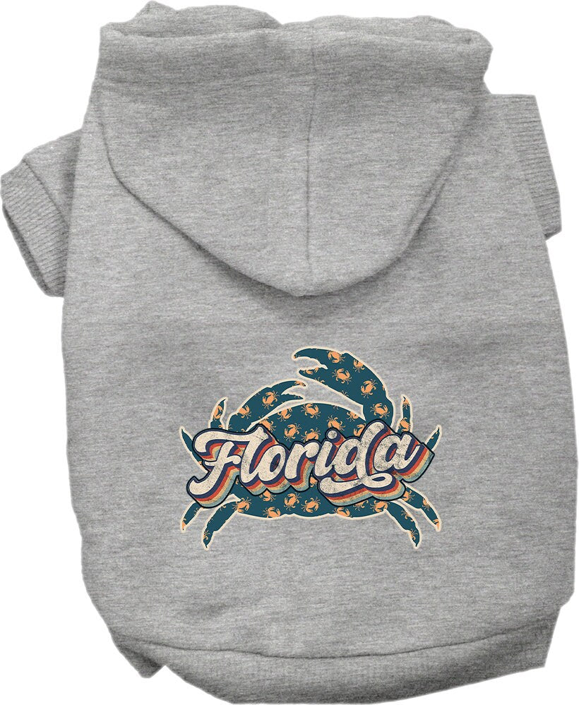 Pet Dog & Cat Screen Printed Hoodie for Small to Medium Pets (Sizes XS-XL), "Florida Retro Crabs"