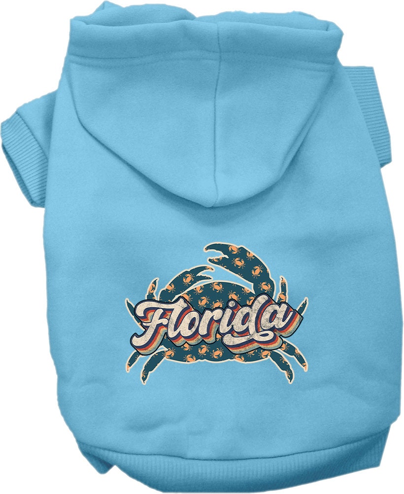 Pet Dog & Cat Screen Printed Hoodie for Medium to Large Pets (Sizes 2XL-6XL), "Florida Retro Crabs"