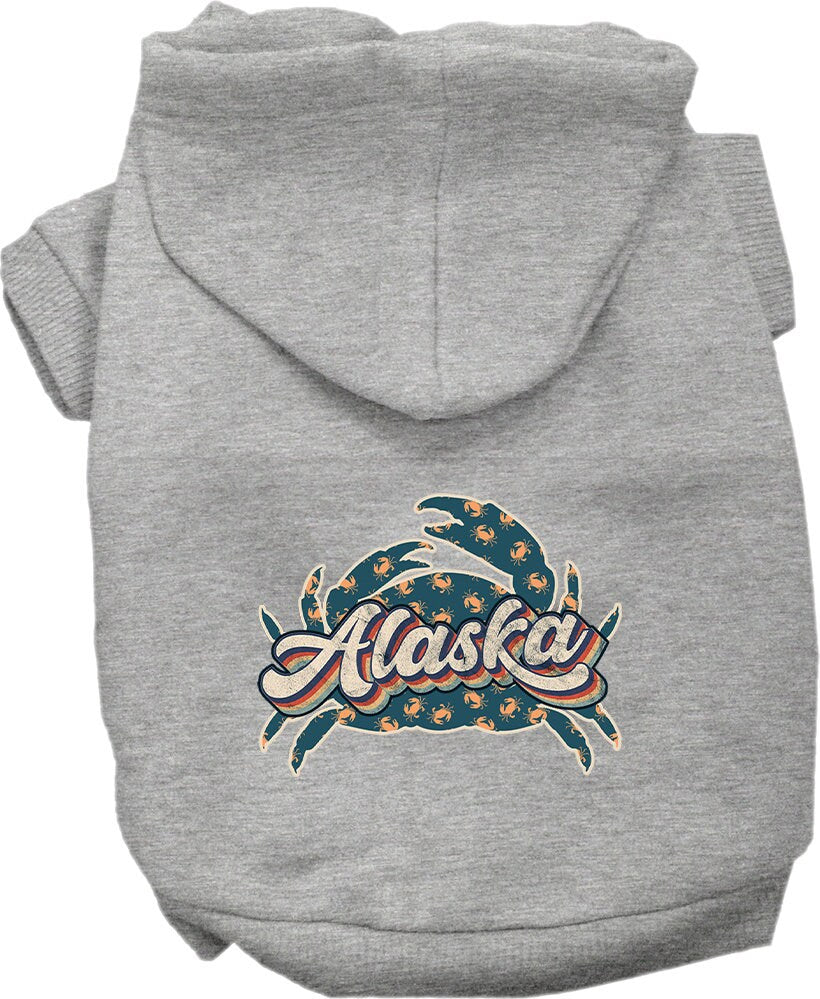 Pet Dog & Cat Screen Printed Hoodie for Small to Medium Pets (Sizes XS-XL), "Alaska Retro Crabs"