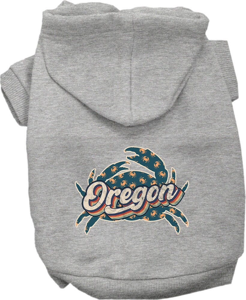 Pet Dog & Cat Screen Printed Hoodie for Medium to Large Pets (Sizes 2XL-6XL), "Oregon Retro Crabs"