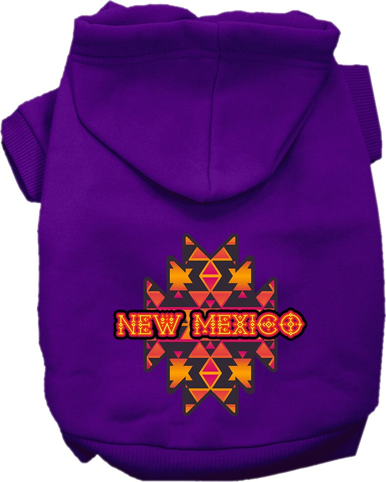 Pet Dog & Cat Screen Printed Hoodie for Medium to Large Pets (Sizes 2XL-6XL), "New Mexico Navajo Tribal"