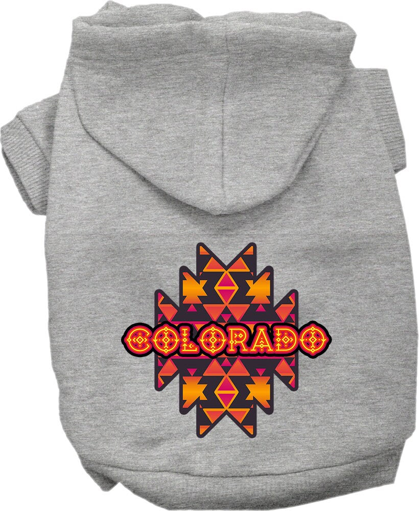 Pet Dog & Cat Screen Printed Hoodie for Medium to Large Pets (Sizes 2XL-6XL), "Colorado Navajo Tribal"