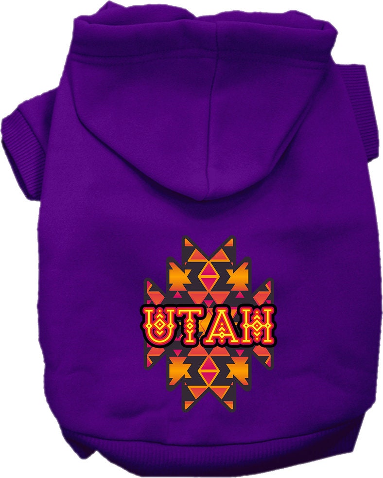 Pet Dog & Cat Screen Printed Hoodie for Medium to Large Pets (Sizes 2XL-6XL), "Utah Navajo Tribal"