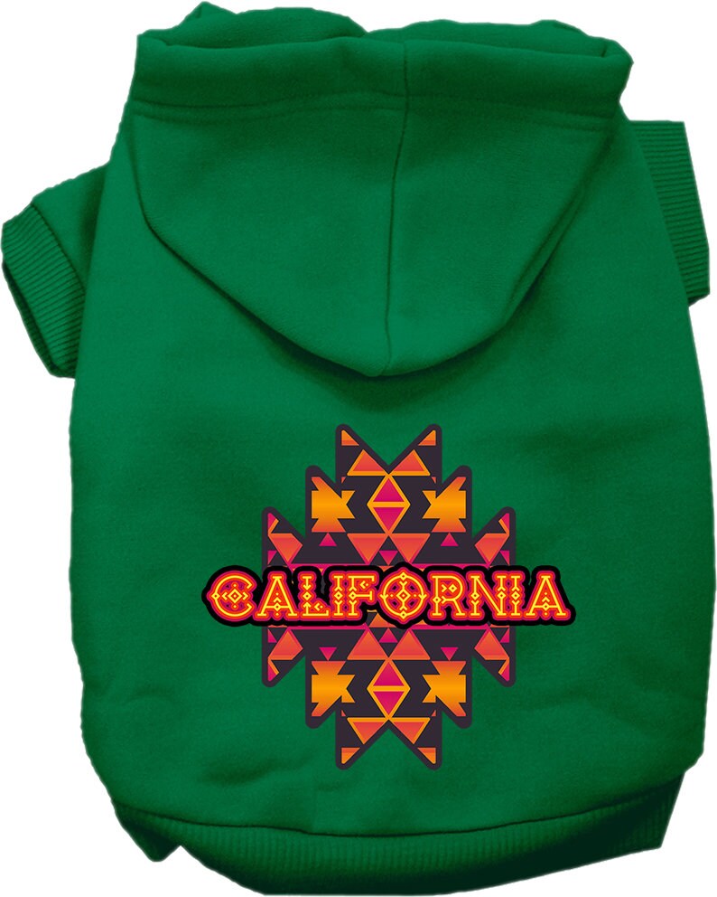 Pet Dog & Cat Screen Printed Hoodie for Medium to Large Pets (Sizes 2XL-6XL), "California Navajo Tribal"