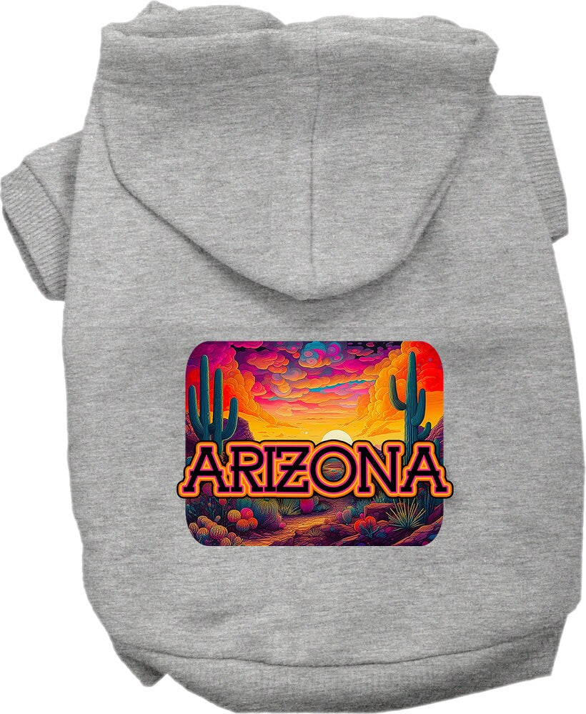 Pet Dog & Cat Screen Printed Hoodie for Medium to Large Pets (Sizes 2XL-6XL), "Arizona Neon Desert"