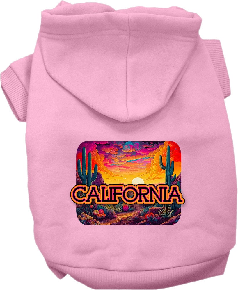 Pet Dog & Cat Screen Printed Hoodie for Small to Medium Pets (Sizes XS-XL), "California Neon Desert"