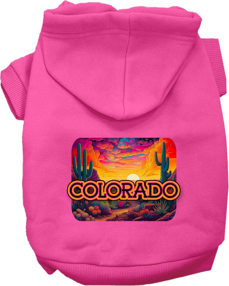 Pet Dog & Cat Screen Printed Hoodie for Medium to Large Pets (Sizes 2XL-6XL), "Colorado Neon Desert"