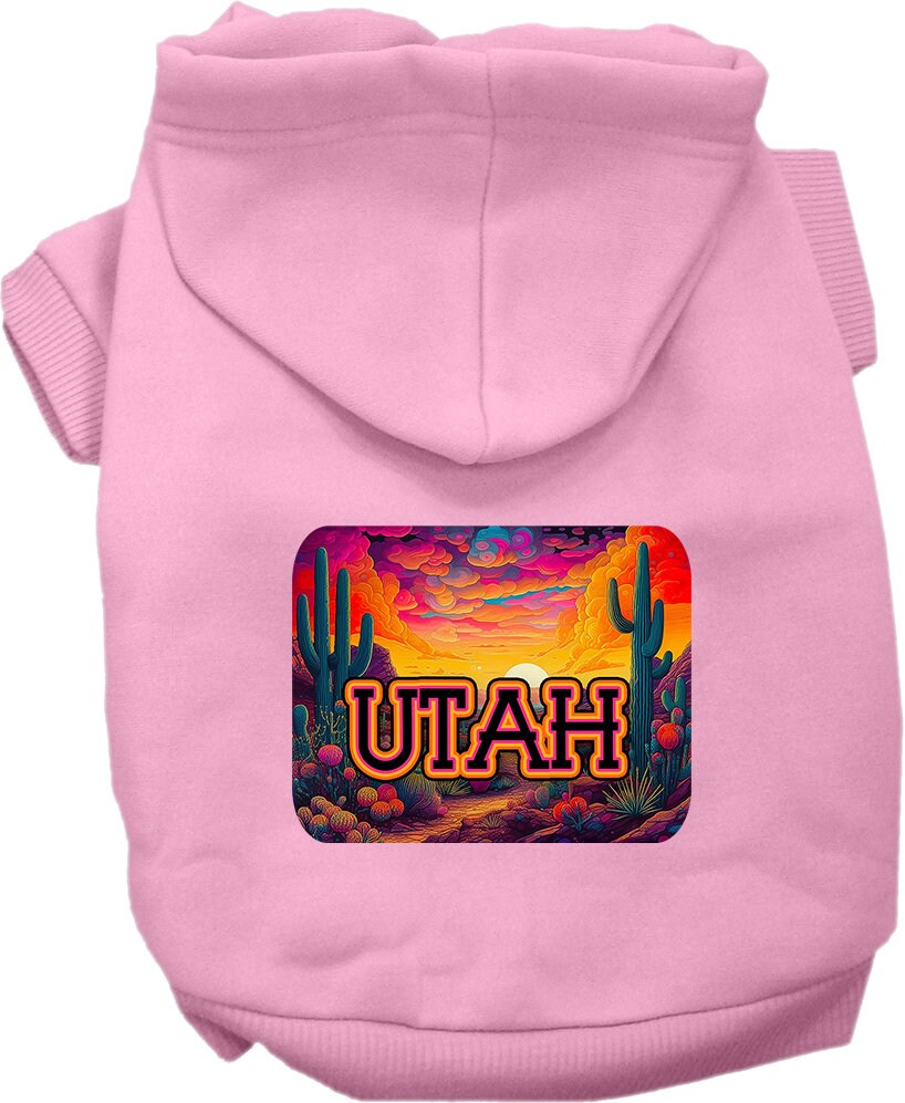 Pet Dog & Cat Screen Printed Hoodie for Medium to Large Pets (Sizes 2XL-6XL), "Utah Neon Desert"