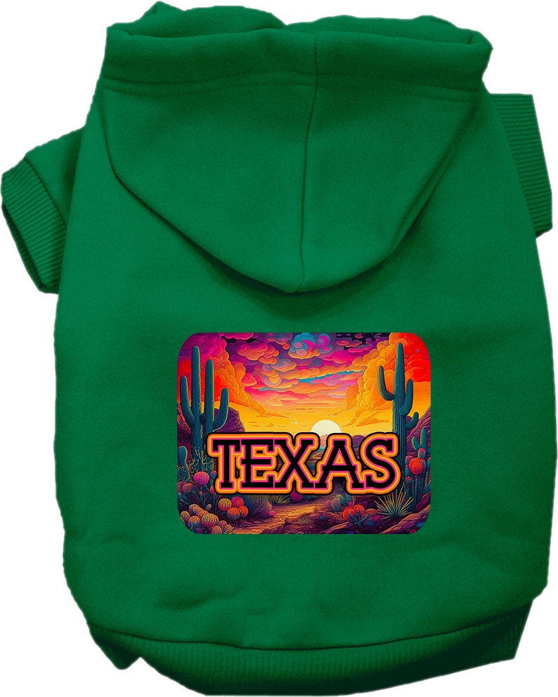 Pet Dog & Cat Screen Printed Hoodie for Medium to Large Pets (Sizes 2XL-6XL), "Texas Neon Desert"