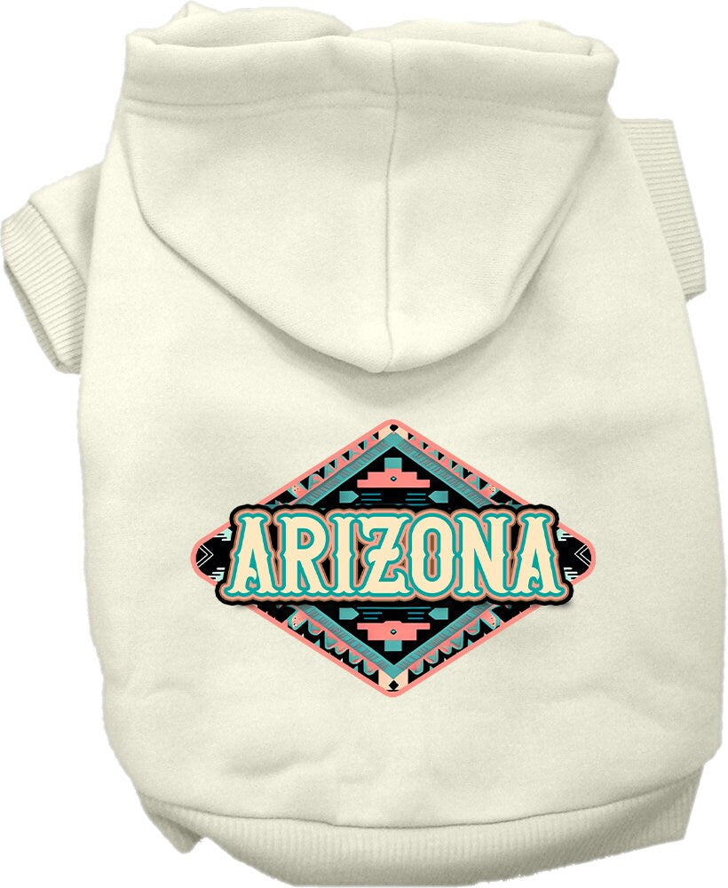 Pet Dog & Cat Screen Printed Hoodie for Small to Medium Pets (Sizes XS-XL), "Arizona Peach Aztec"