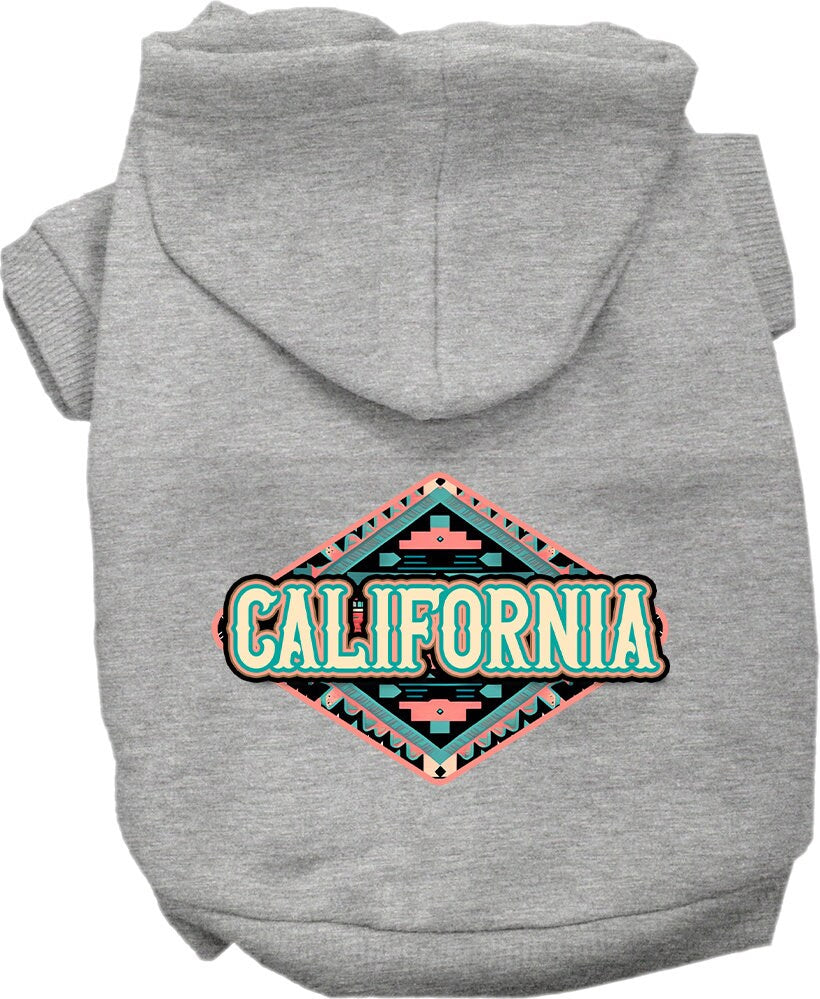 Pet Dog & Cat Screen Printed Hoodie for Medium to Large Pets (Sizes 2XL-6XL), "California Peach Aztec"